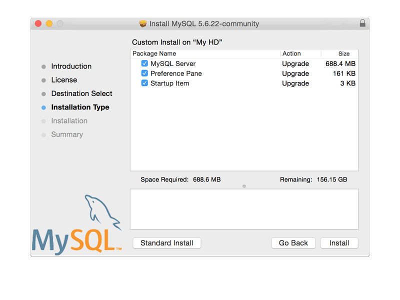 MySQL Package Installer: Customize