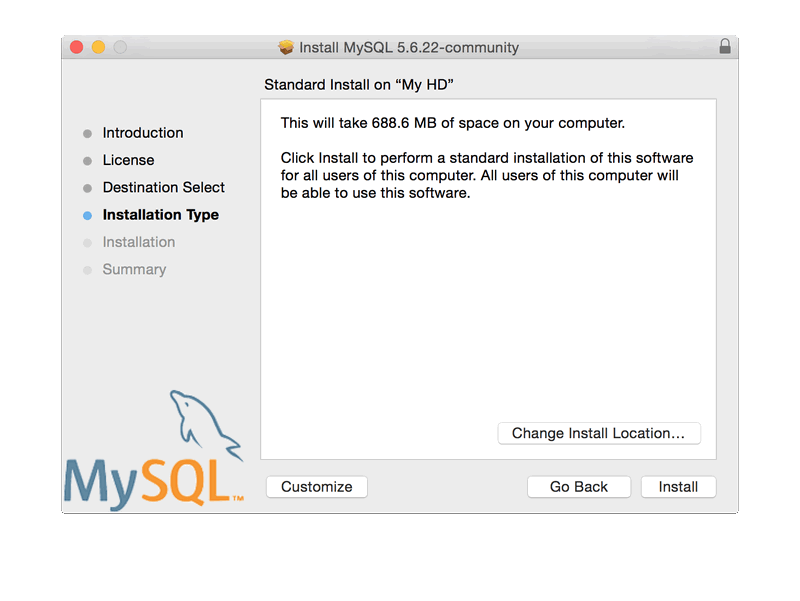 MySQL Package Installer: Installation Type